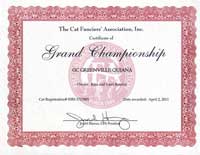 Grand Champion Cert